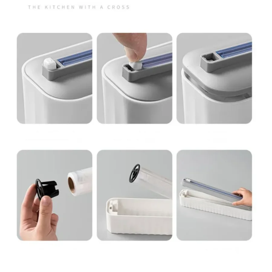 Magnetic Cling Film Wrap Dispenser Plastic Wrap Cutter Food Wrap Dispenser Kitchen Tool Non-toxic Baking Paper Cutter kitchen