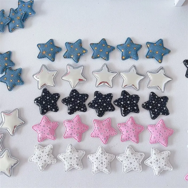 50/20 versatile five-pointed star accessories cute denim bright diamond star leather multi-color handmade DIY materials auxiliar