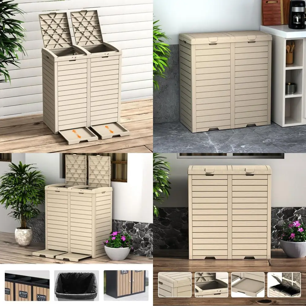 

Большая водонепроницаемая уличная мусорная корзина на 68 галлонов с крышкой, прочная и легкая для использования в патио и на кухне.