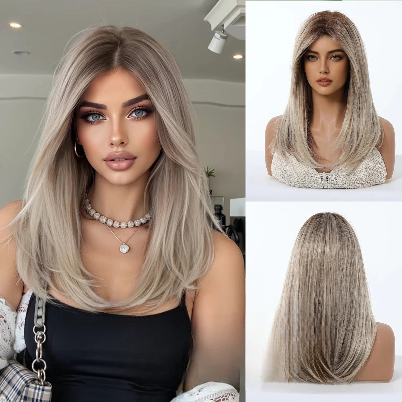 Women's wig short hair full hood multi-color medium bangs