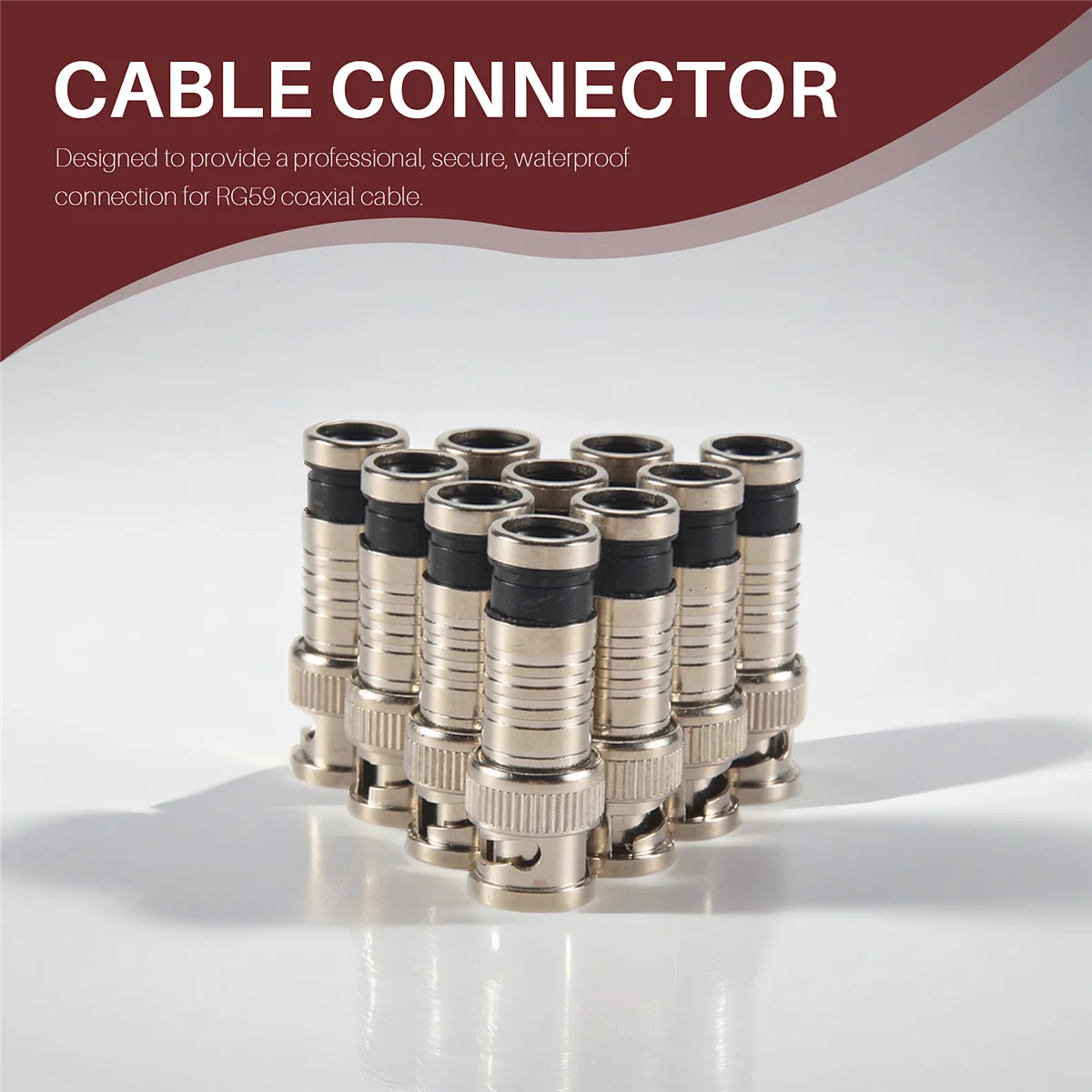 WHQT 10 peças conector de compressão BNC para câmeras CCTV com cabo coaxial RG59