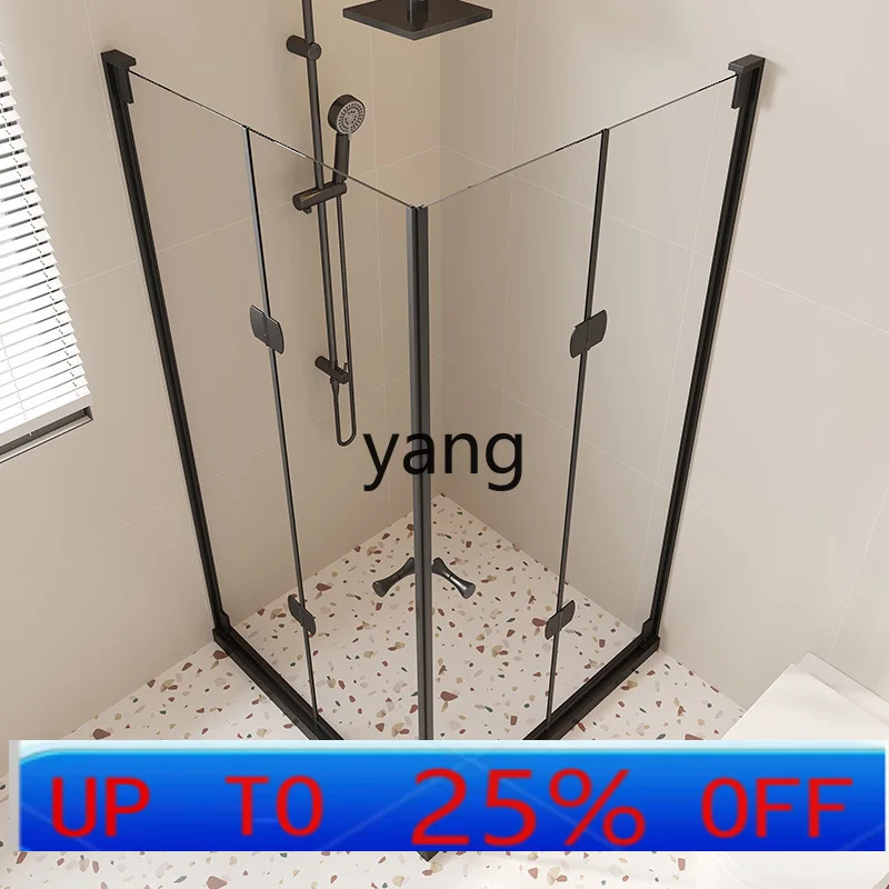 

LMM folding door shower room simple integral bathroom glass dry and wet separation partition