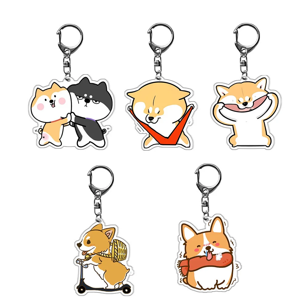 

6CM Charm Cute Puppy Acrylic Keychain Model Cosplay Characters Ornament Accesorios Goods Collection Gifts