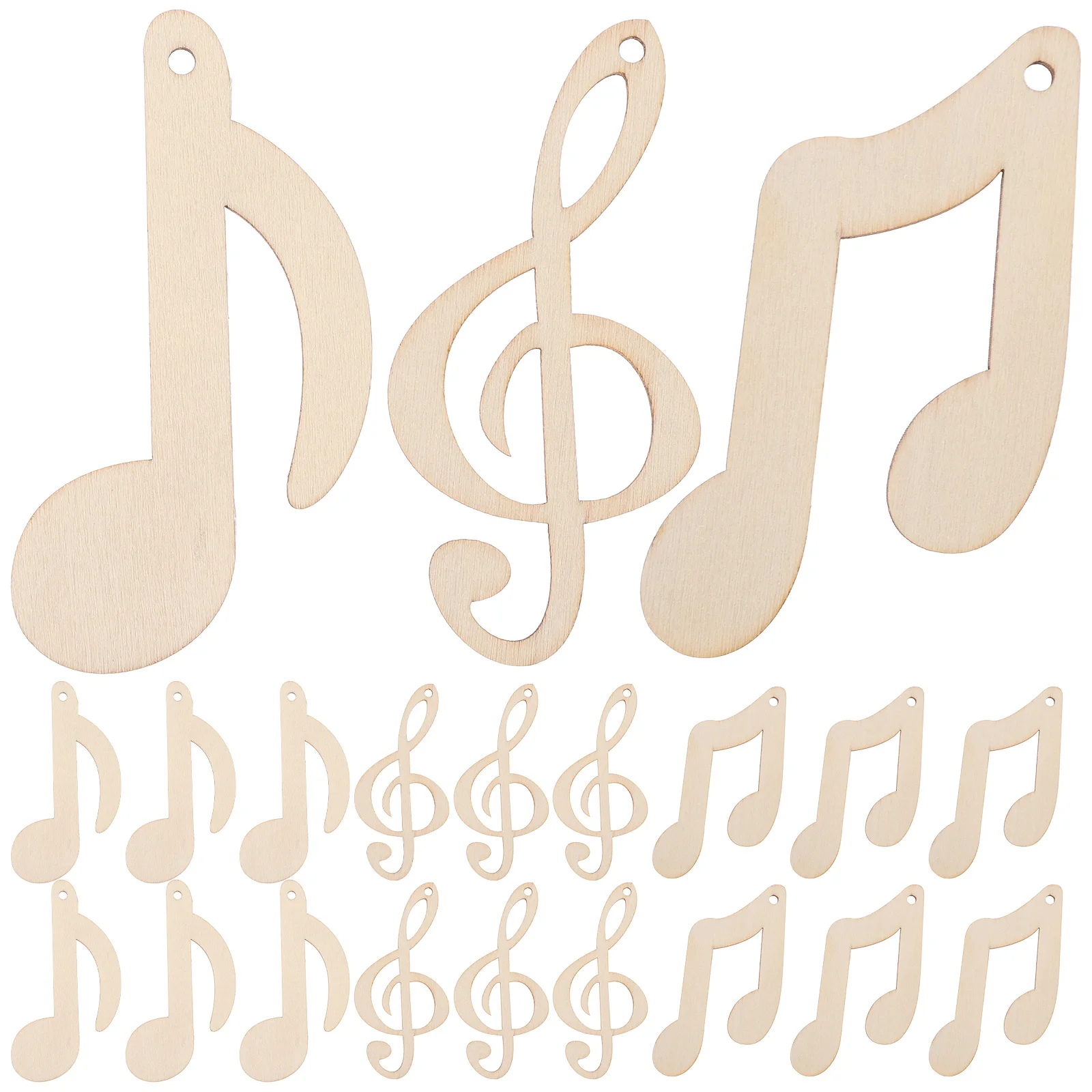 30 قطعة ملاحظة الموسيقى فارغة شرائح الخشب لم تنته الطبيعية Diy بها بنفسك الحرفية القواطع للمشروعات المدرسية الحلي اليدوية الخشبية #6