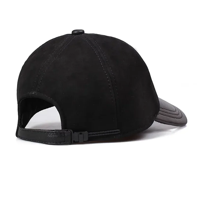 New Spring Men's Real Genuine Pig Leather Baseball Cap Hat Winter Warm Caps Hats Men Wome Black/Coffee