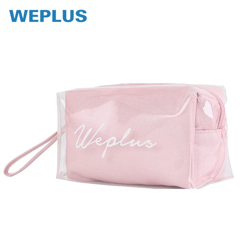 WEPLUS WaterProof Travel Makeup Bag Portable TPU Cosmetic Bag Dorm Room Essentials Toiletry Bag for Women Makeup Organizer Bags