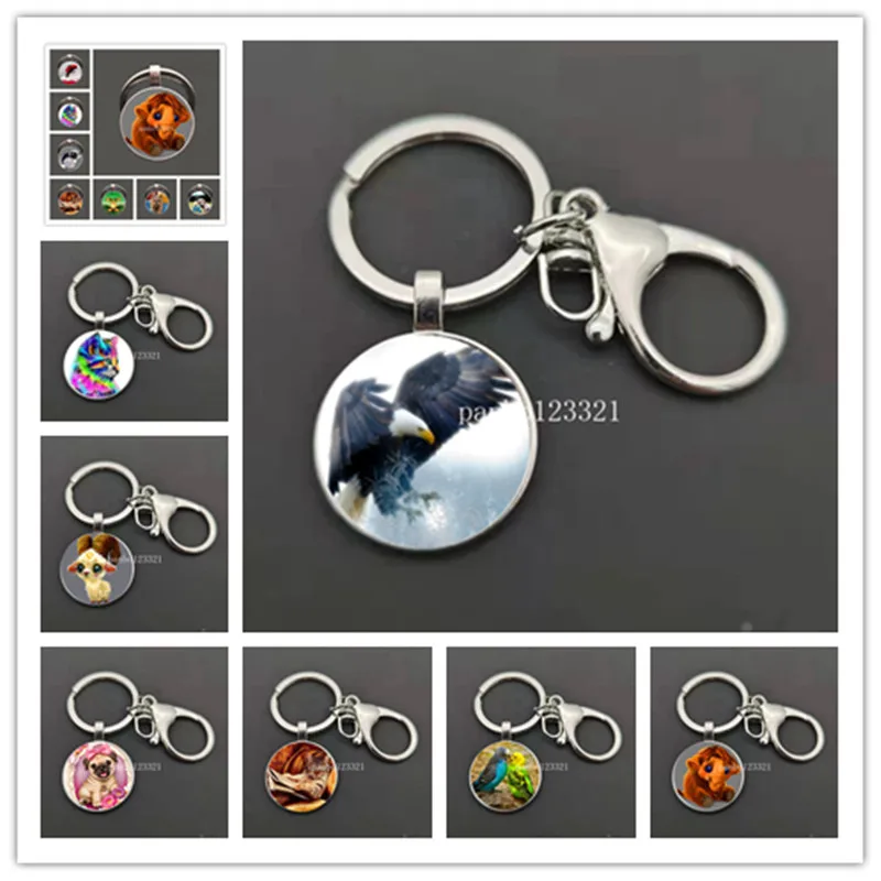 Classic small animal DIY handmade round keychain The best key chain pendant jewelry gift for parents to send their children