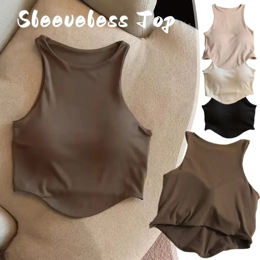 Breathable Sports Bra with Cups Racerback Design Moisture Wicking Yoga Tank Top Compression Fit Padded Cups Workout Vest