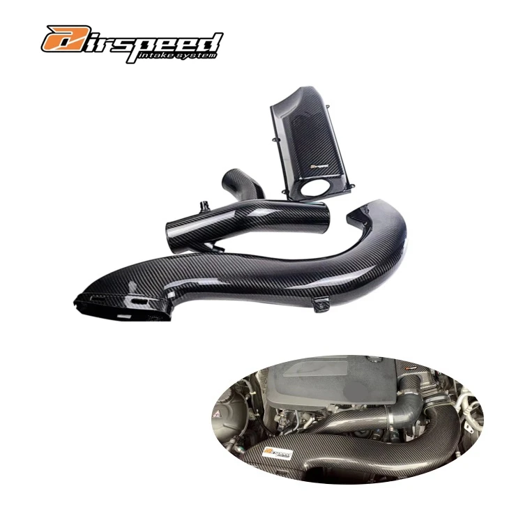 

100% сухая воздушная скорость из углеродного волокна, высокопроизводительная система воздухозаборника двигателя автомобиля, автозапчасти для Benz C260 C300 M264 2.0T