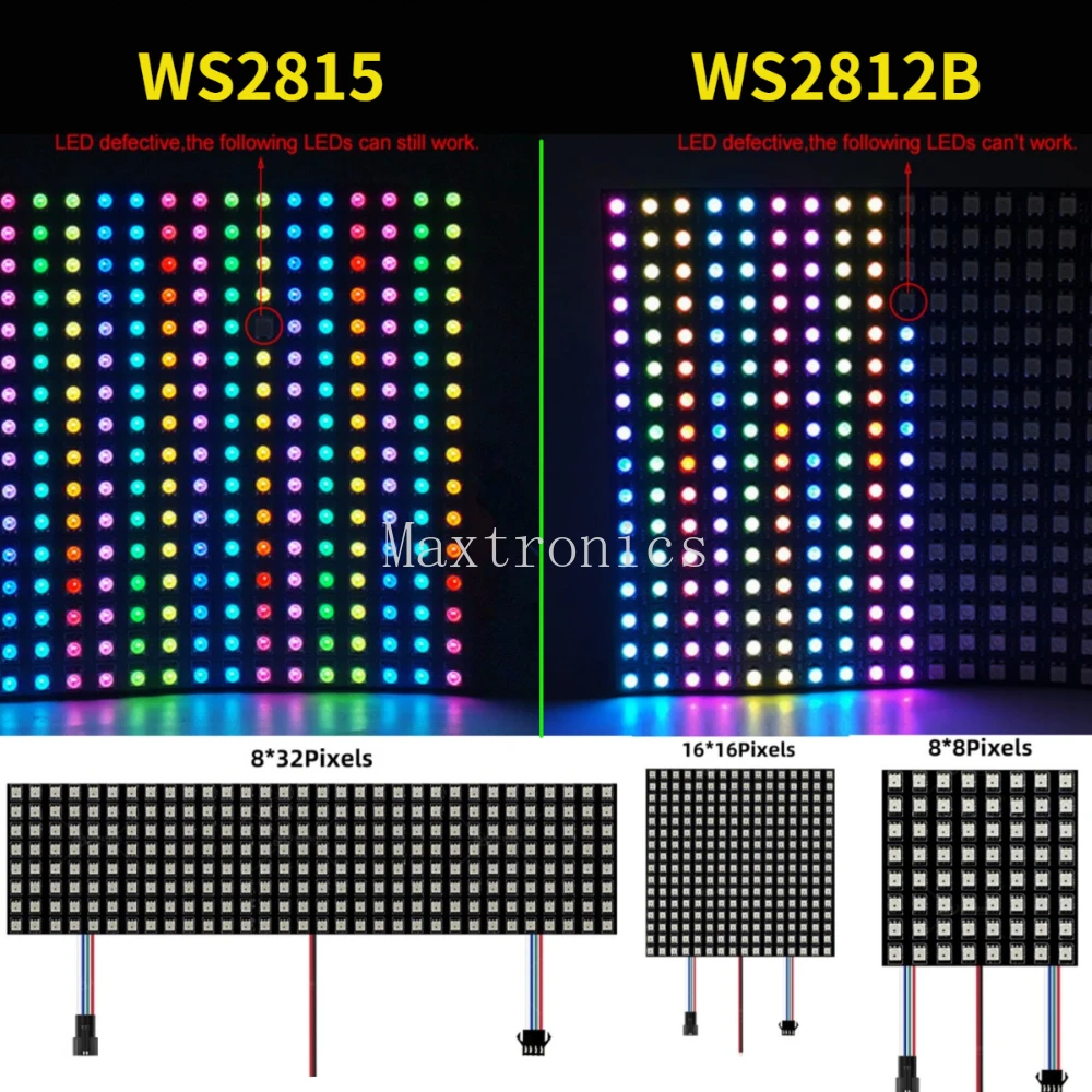 Panel de matriz Digital Flexible, pantalla LED programable individualmente, direccionable a todo Color, DC5/12V, WS2815, WS2812B