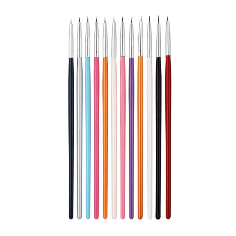 12Pcs Colorful Nail Art Design Brush Pens Fine Detail Drawing Painting Liner for False Nail Tips Decoration