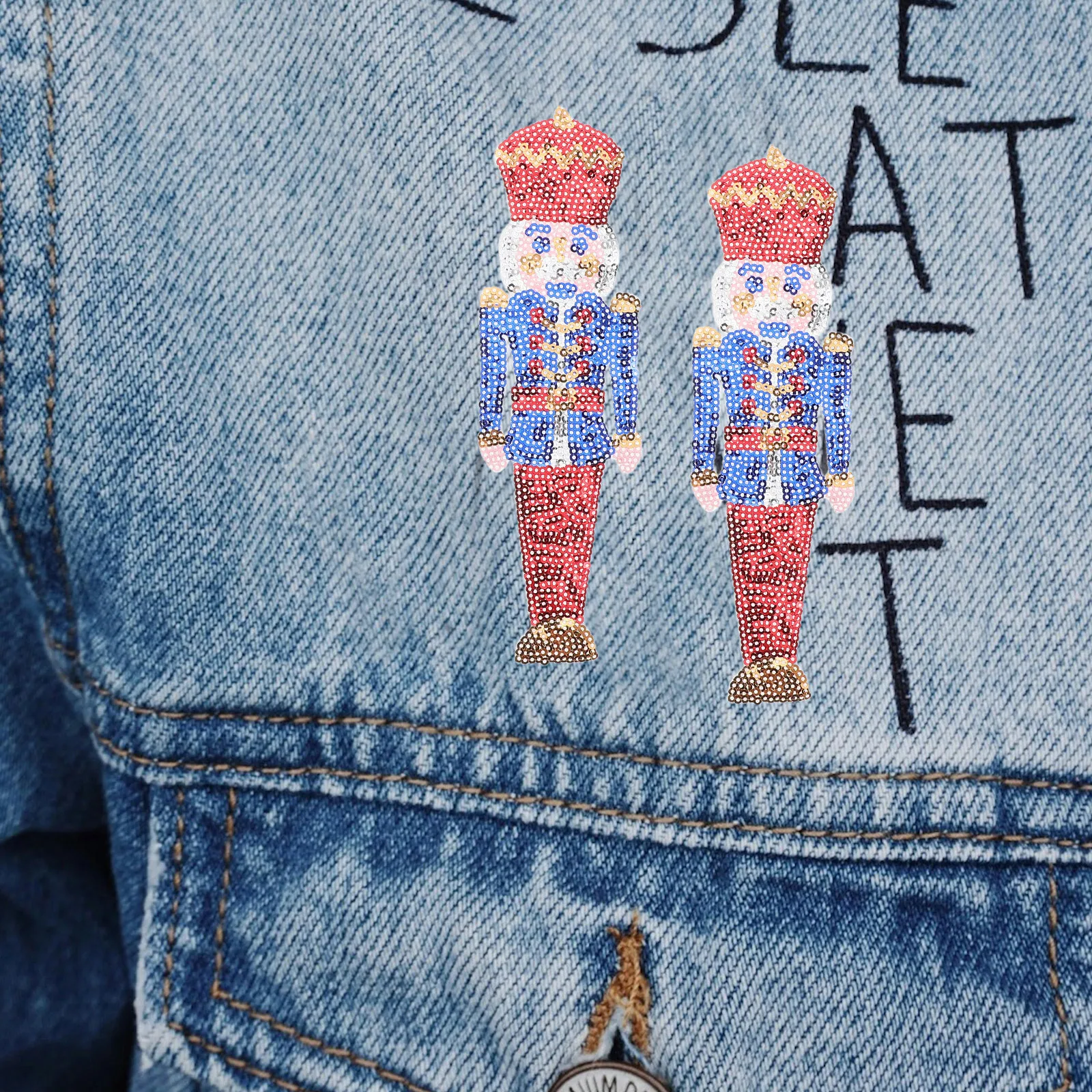 

4pcs Nutcracker Embroidered Patches Sew On Applique For Clothes Backpack Hats Festive Holiday Decorative Accessory Durable Fade