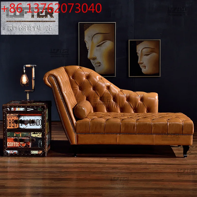 

Американское ретро кресло-наложница, кожаный художественный диван с пряжкой, европейский диван для гостиной, игрушечный диван, кресло