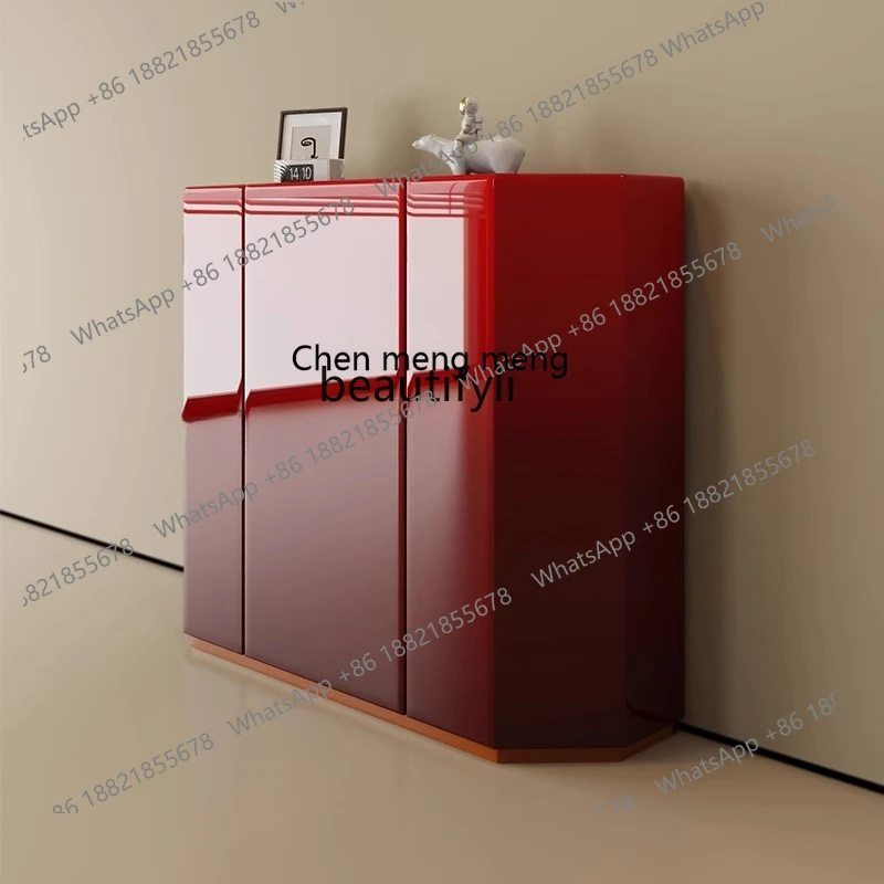 X  Locker art is simple, the side cabinet is gradually changed burgundy light luxury