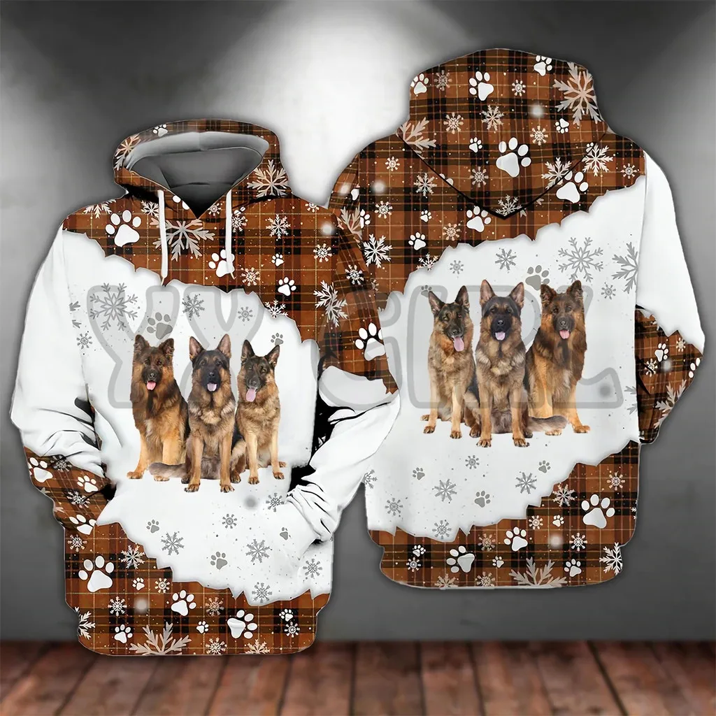 

LONG HAIRED German Shepherd Happy Holiday 3D Printed Hoodies Unisex Pullovers Funny Dog Hoodie Casual Street Tracksuit