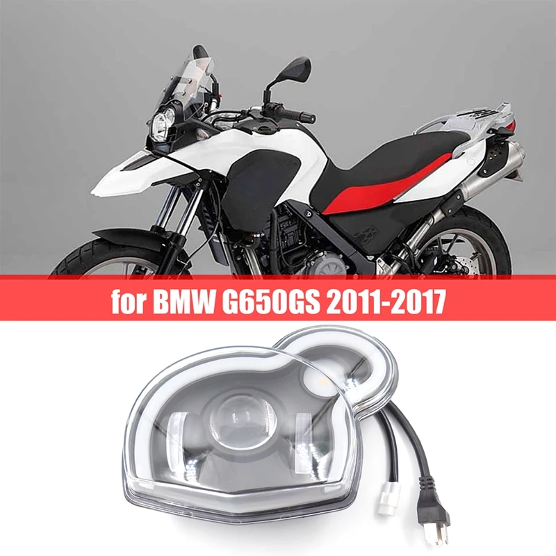 

Front Light Assembly LED Lens Headlight Motorcycle Headlight Daytime Running Light Yellow Light For BMW G650GS 2011-2017