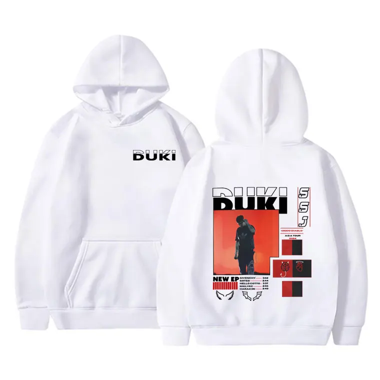 Fashion Rapper Duki ADA Tour 2024 Merch Graphic Hoodie Men's Clothing Vintage Oversized Pullover Hoodies Male Fleece Tracksuit