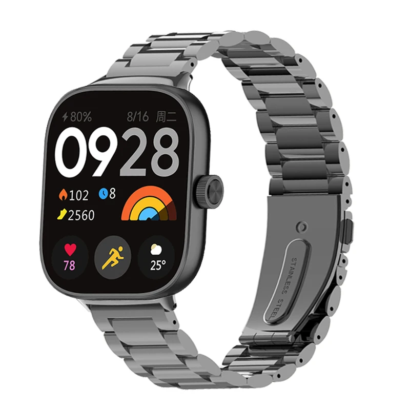 Pulseira de metal para redmi watch 4, pulseira de aço inoxidável para xiaomi mi band 9 pro, pulseira correa para xiaomi band 8 pro