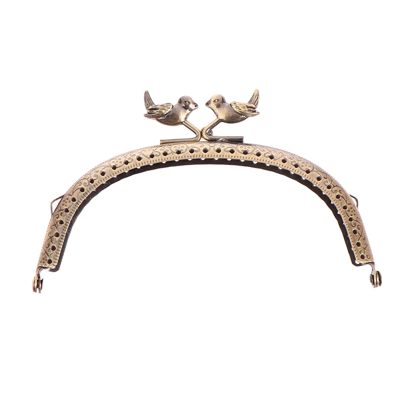 1Pc 12.5cm Bird Head Embossed Antique Bronze Metal Purse Frame Bag Kiss Clasp Handle DIY Arc Lock Bag Accessories