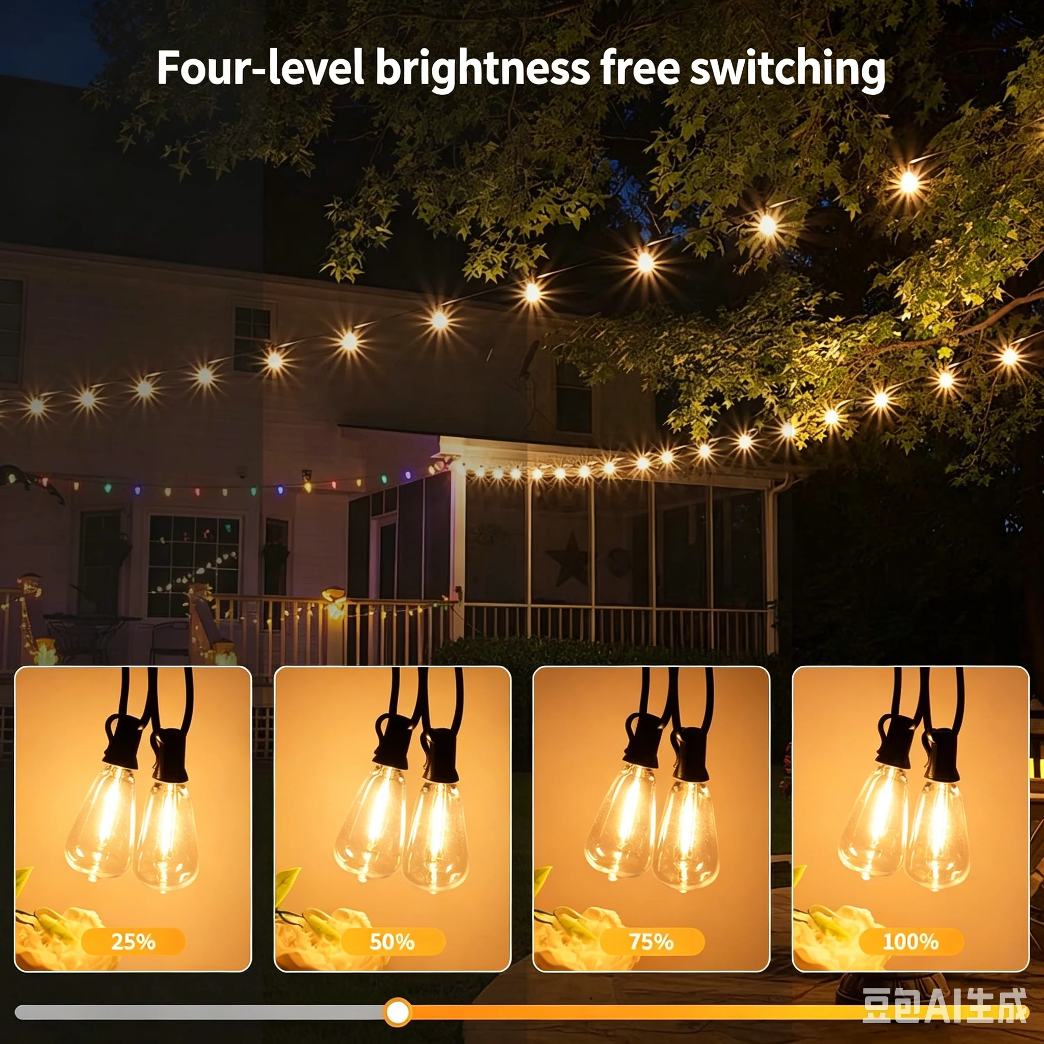Energy Efficient ST38 LED String Lights, 24V Safe Voltage Remote Control Lights, Indoor Holiday Party Atmosphere Decoration