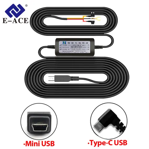 Buck Line for Dash Cam Reaview Mirror 24h Parking Monitoring Blow Down Line 3.5 Meters Mini USB Type-C Car Charger Wire Kit