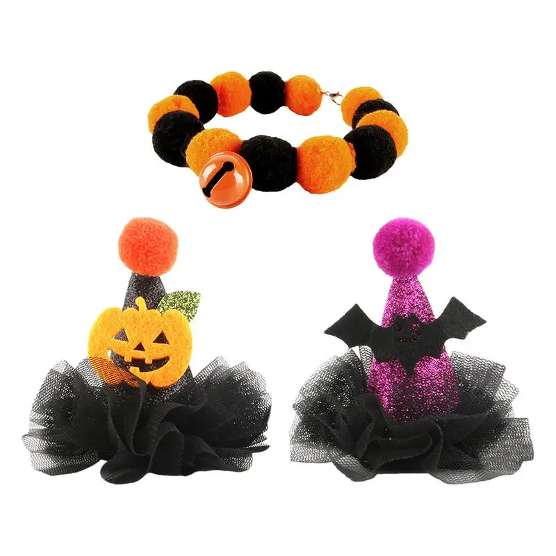 Halloween Costumes For Cats Elastic Mesh Pet Hat Colorful Festive Cat Costumes Funny Head Accessories For Daily Wear Role Play