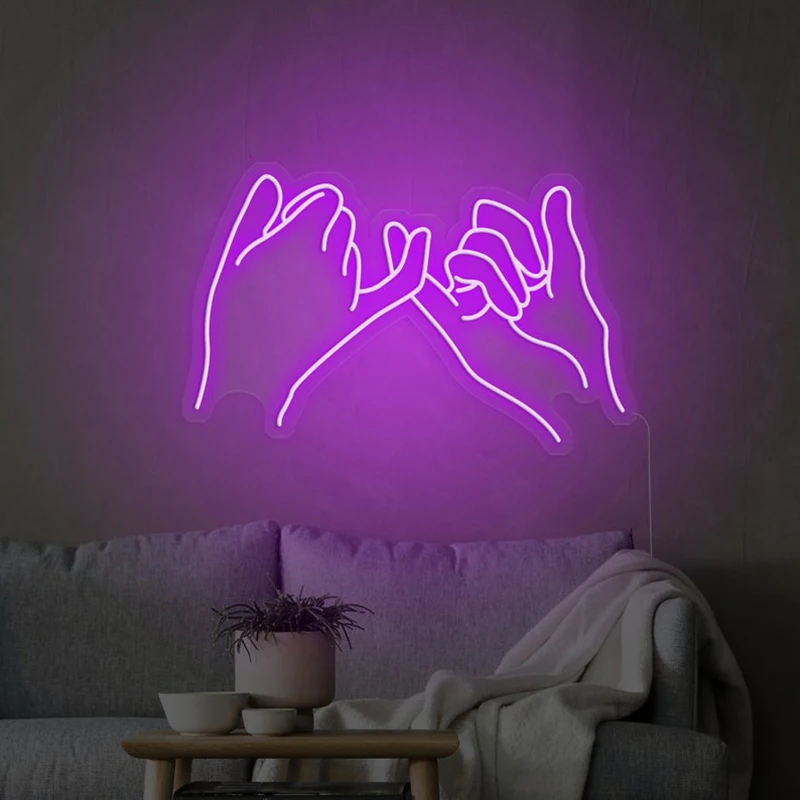 

Pinky Promise Neon Sign Custom Pinkies Crossed Promises Friendship LED Neon Light Wall Art Decor Creative Gift for Best Friend