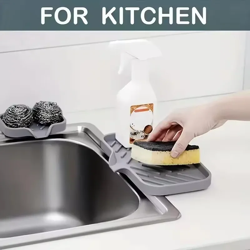 

E2 Kitchen Faucet Splash Pad Silicone Sink Faucet Splash Guard Mat Sponge Drain Rack Countertop Soap Tray Bath Kitchen Gadgets