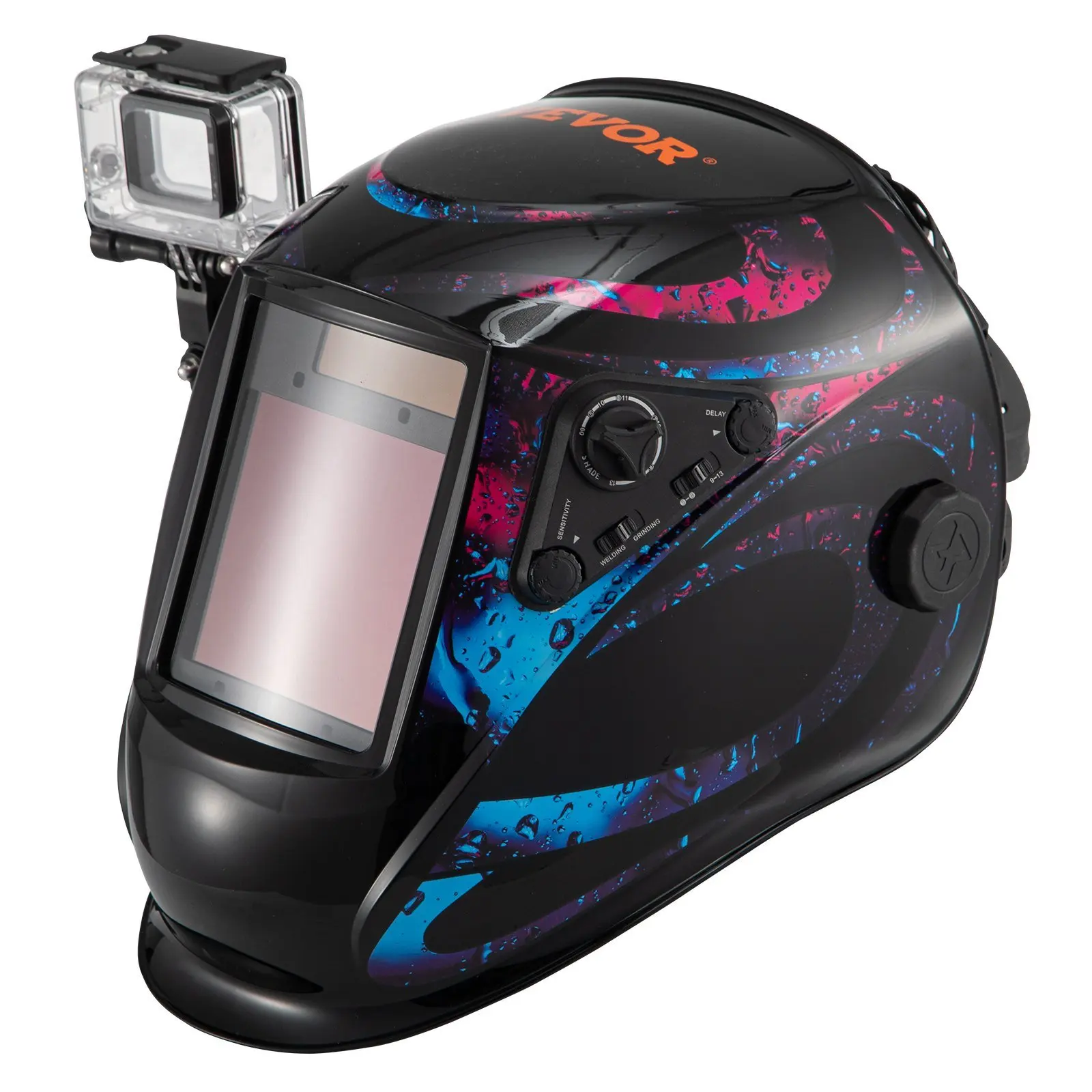 VEVOR-casco de soldadura con energía Solar, capucha de soldadura con oscurecimiento automático, sombra ancha, Sensor de 4 arcos, 5-8/9-13, TIG MIG Arc