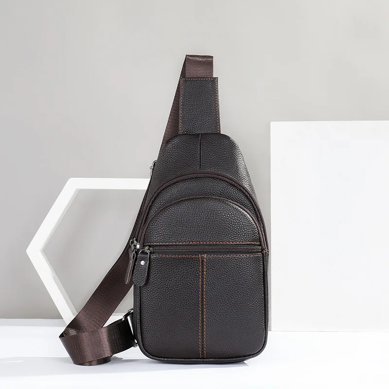 Sacos Crossbody de Couro Genuíno para Homens, Saco Peito USB, Designer Messenger Bag, Sacos De Ombro, Pacote Diagonal, Mochila de Viagem