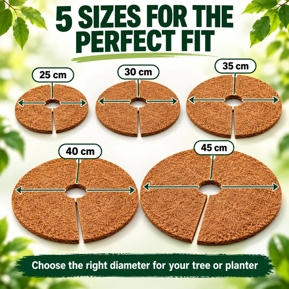 5pcs Coconut Shell Fiber Plant Round Anti-weed Mat Potted Soil Moisturizing Tree Trunk Protector Covering Film 25/30/35/40/45cm