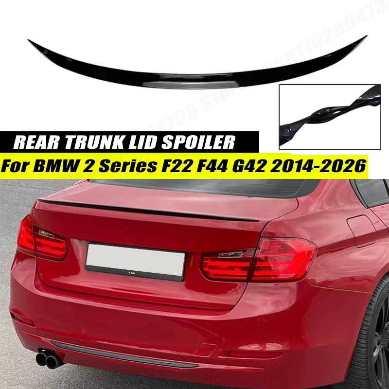 120CM Gloss Black Soft Rubber Rear Spoiler Lip Splitter 5D Carbon Look Car Accessories For BMW 2 Series F22 F44 G42 2014-2026