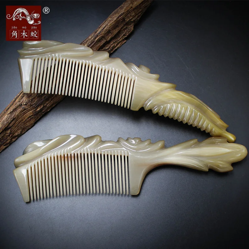 Horned Yak Horn , Carved , Massage Hair Comb