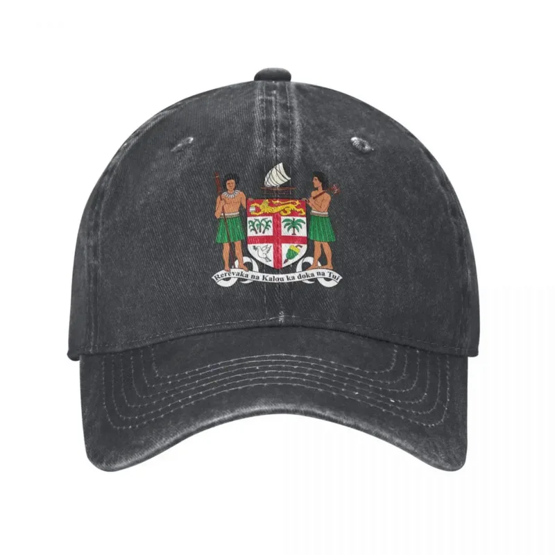 Coat Of Arms Of Fiji Washed Baseball Cap Stylish Trucker Hat Summer Women Men Kpop Rock Design Baseball Caps