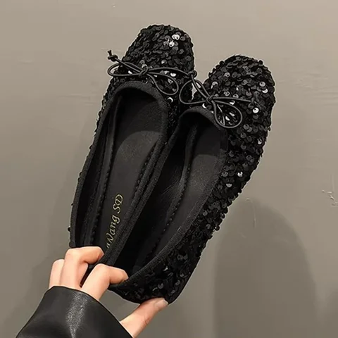 Модные серебряные блестящие низкие туфли для женщин, новые туфли на низком каблуке с бантом, женские туфли, туфли больших размеров Mujer