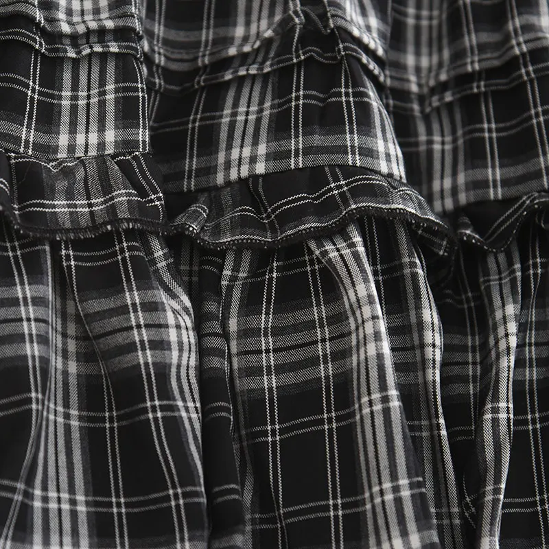 Gonna torta ort a vita alta Gonna longuette Colore scozzese Blo Dimagrante Estate 2025 Gonne da donna Fasionable Gonne f-lunghezza