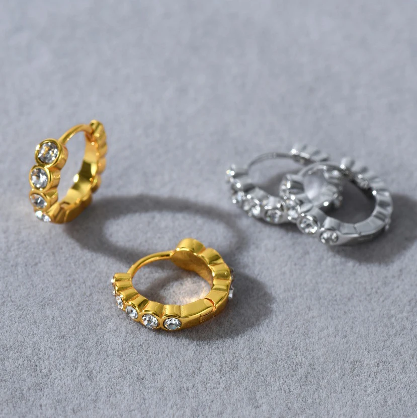 

Europe America Gold Silver Zircon Hoop Small Earring Women Delicate Popular Jewelry Trend