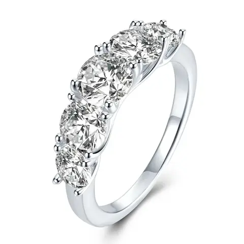 Smyoue 18 k Plated 3.6CT Alle Moissanite Ringen voor Vrouwen 5 Stenen Fonkelende Diamanten Wedding Band S925 Sterling Zilveren Sieraden GRA