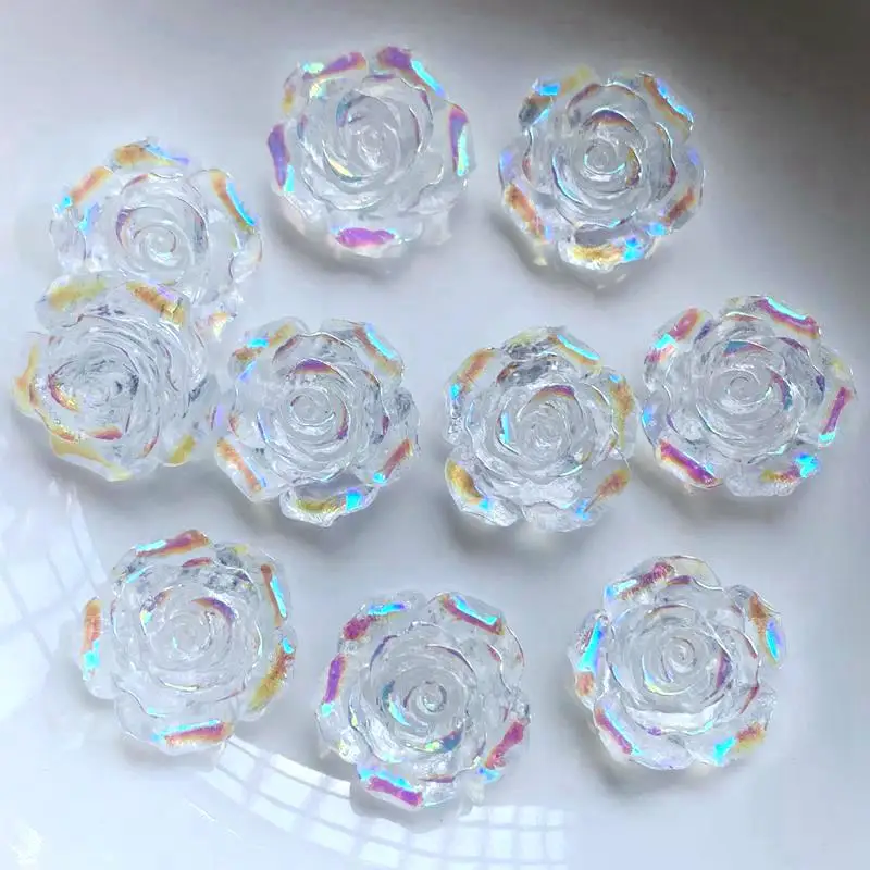 19mm&15mm&10mm AB Resin Shiny Clear candy color Rose Flatback Flower Rhinestone Gems Scrapbook Wedding Ornaments Applique Crafts