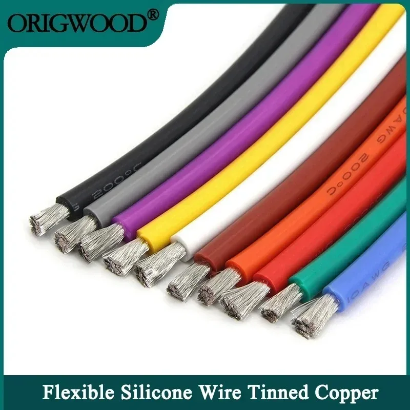 

1/5/10m Soft Silicone Cable Car Battery Automotive Wiring 30 28 26 24 22 20 18 16 14 12 10 8 6AWG Heat-resistant Electrical Wire