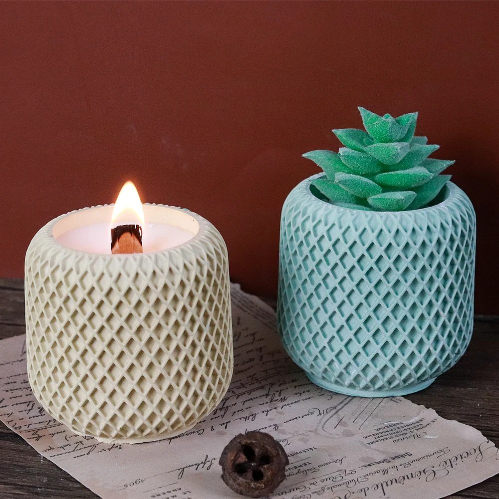 Cylinder Candle Jar Silicone Mold DIY Handmade Planter Plaster Concrete Cement Resin Jewelry Storage Box Casting Molds Home Deco