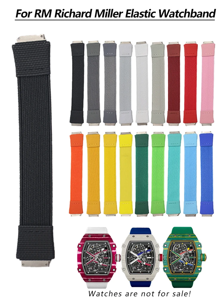 Elastic nylon watchband For Richard Miller RM67 RM67-01 RM67-02 Men DIY Loop Strap screw down connection Customized Bracelet