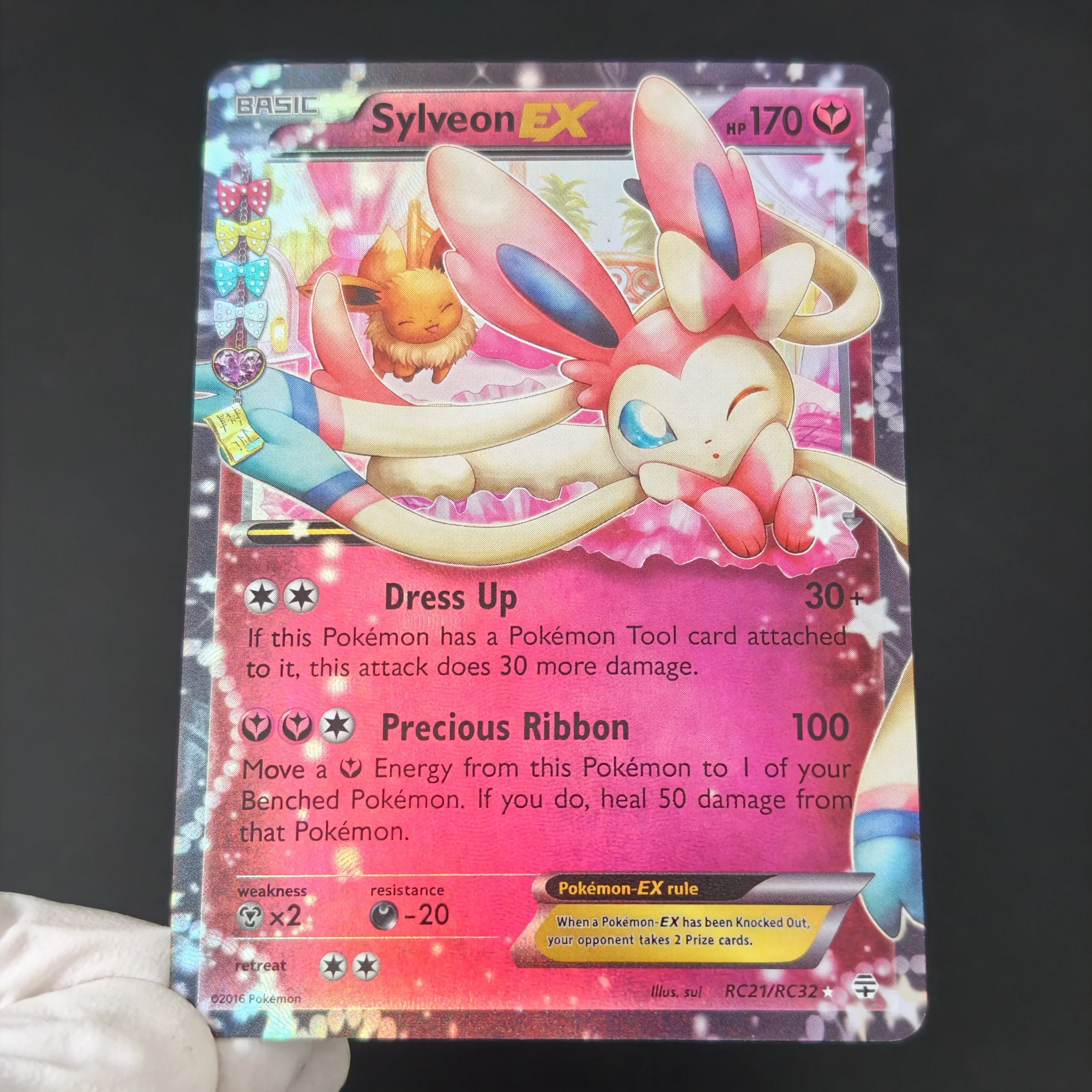 English/DIY PTCG Card Pokemon Eeveelution VMAX & EX Full Art Holo Card Umbreon Sylveon Flareon Classic Game Anime Cards Gift Toy view 4