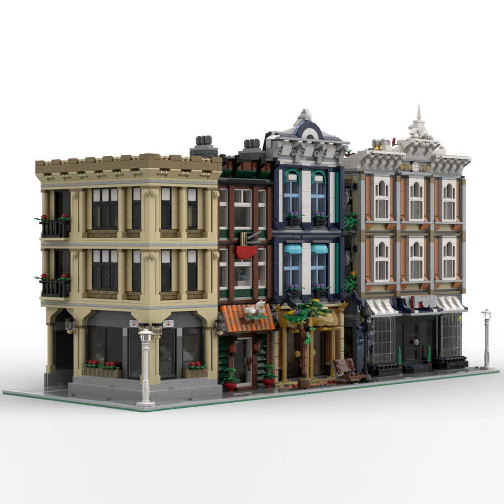 새로운 MOC 핫 세일 도시 거리 풍경 비닐 레코드 상점 모델 블록 모듈형 DIY 조립 어린이 장난감 소년 선물 세트