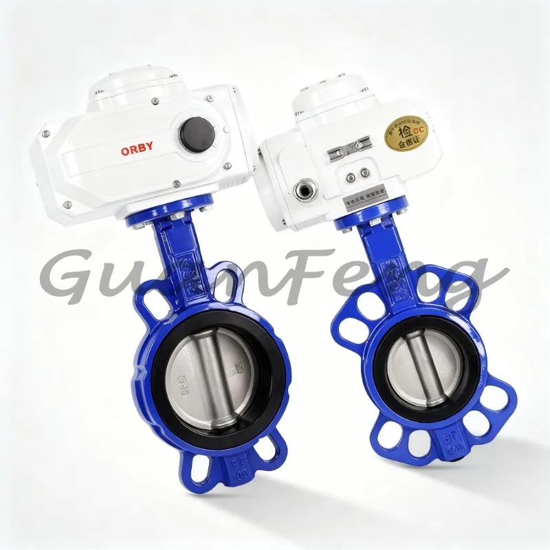 DC24V Electric Butterfly Valve Wafer Type PN16 16bar DN80 DN100 3/4 Inch Ductile Iron SS304 Waterproof ON‑OFF Actuator