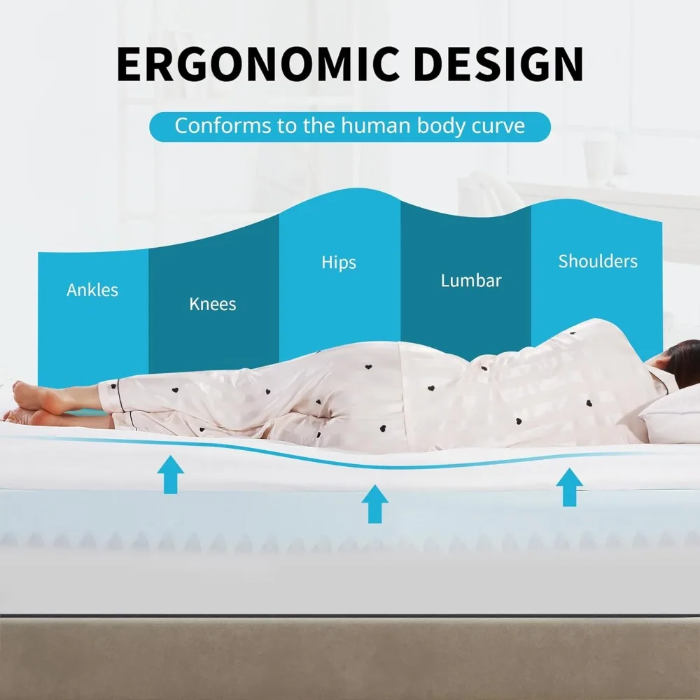 HOMBYS 6 بوصة سميكة اضافية فراش توبر ، طبقة مزدوجة تصميم وسادة ناعمة أعلى فراش توبر ، منتفخ وسادة فراش توبر للظهر P