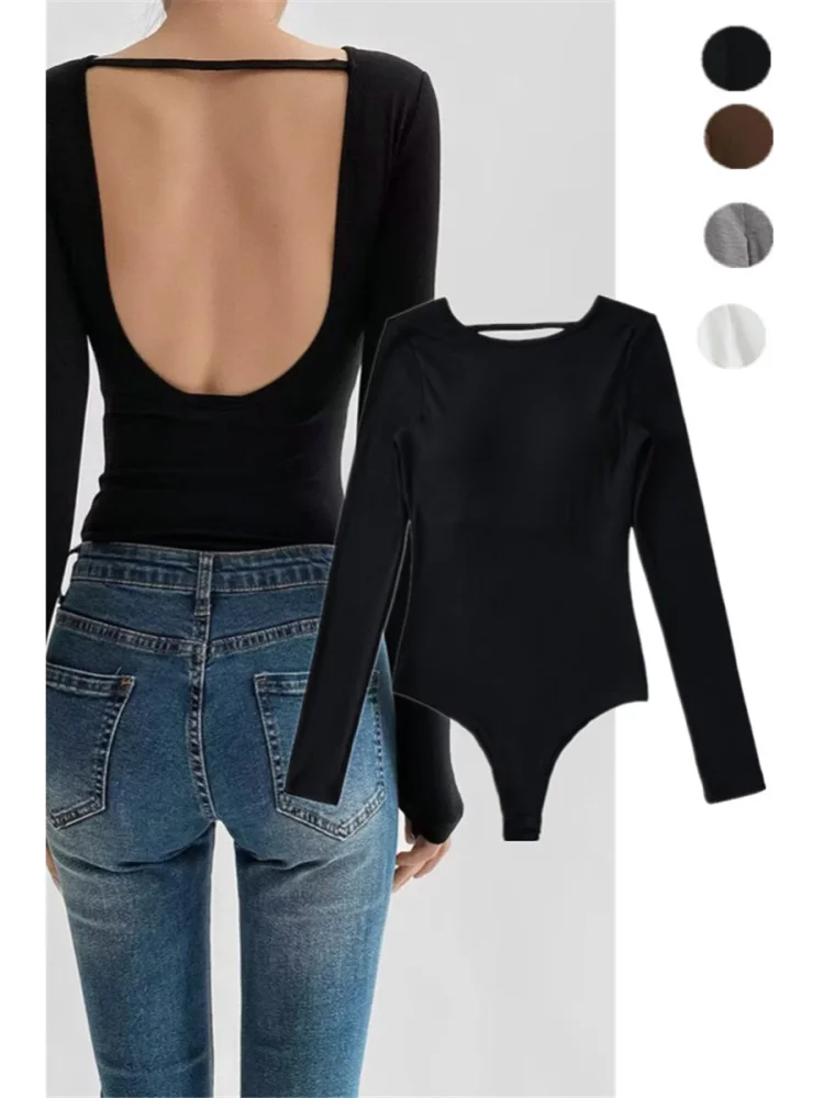 

American Retro Sexy Bal Long Sve Bodysuit Slimming Design Underwear Hot Girl T-irt INS Straight Tube High Waist orts