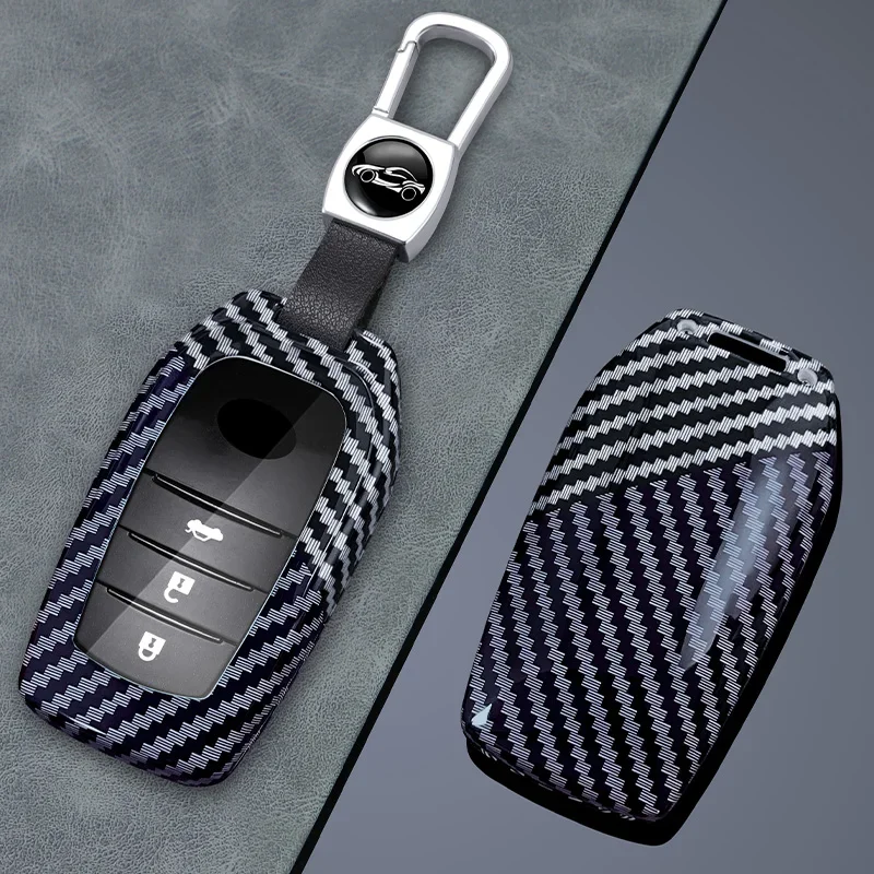 ABS Carbon Car Remote Key Case Cover for Toyota RAV4 Crown Hilux Fortuner Camry Land Cruiser Prado Protect Shell Fob Accessories