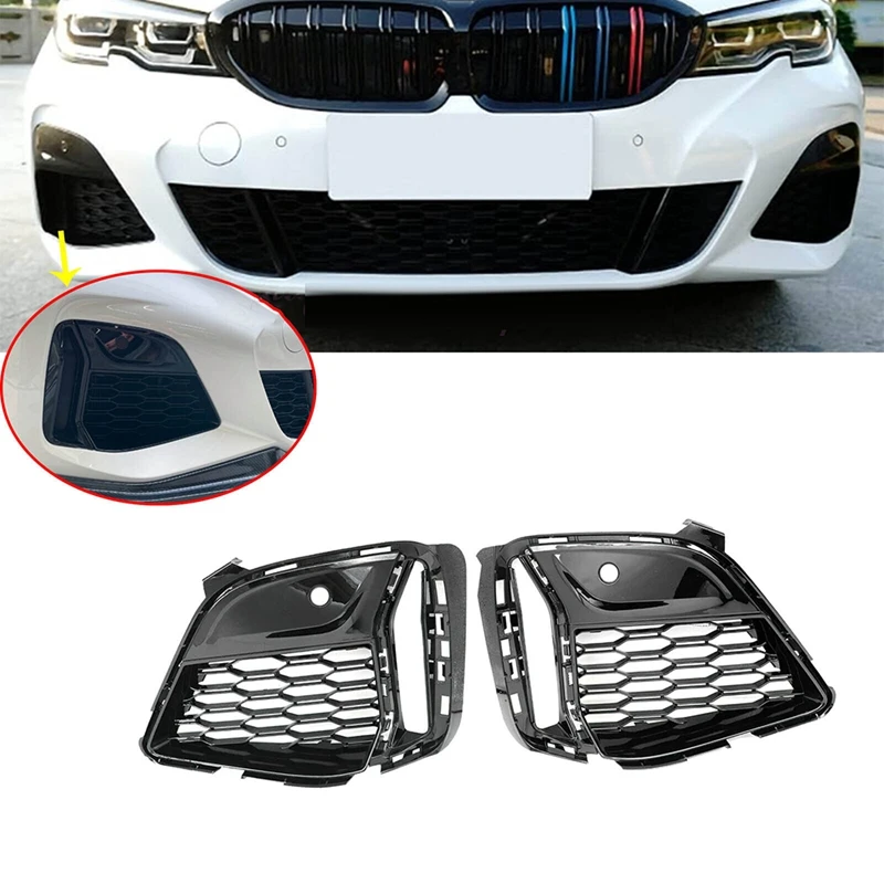 

1Pair Front Fog Lamp Grille Cover For BMW 3 Series G20 G21 G28 M340I 19-22 51118075649 51118075650