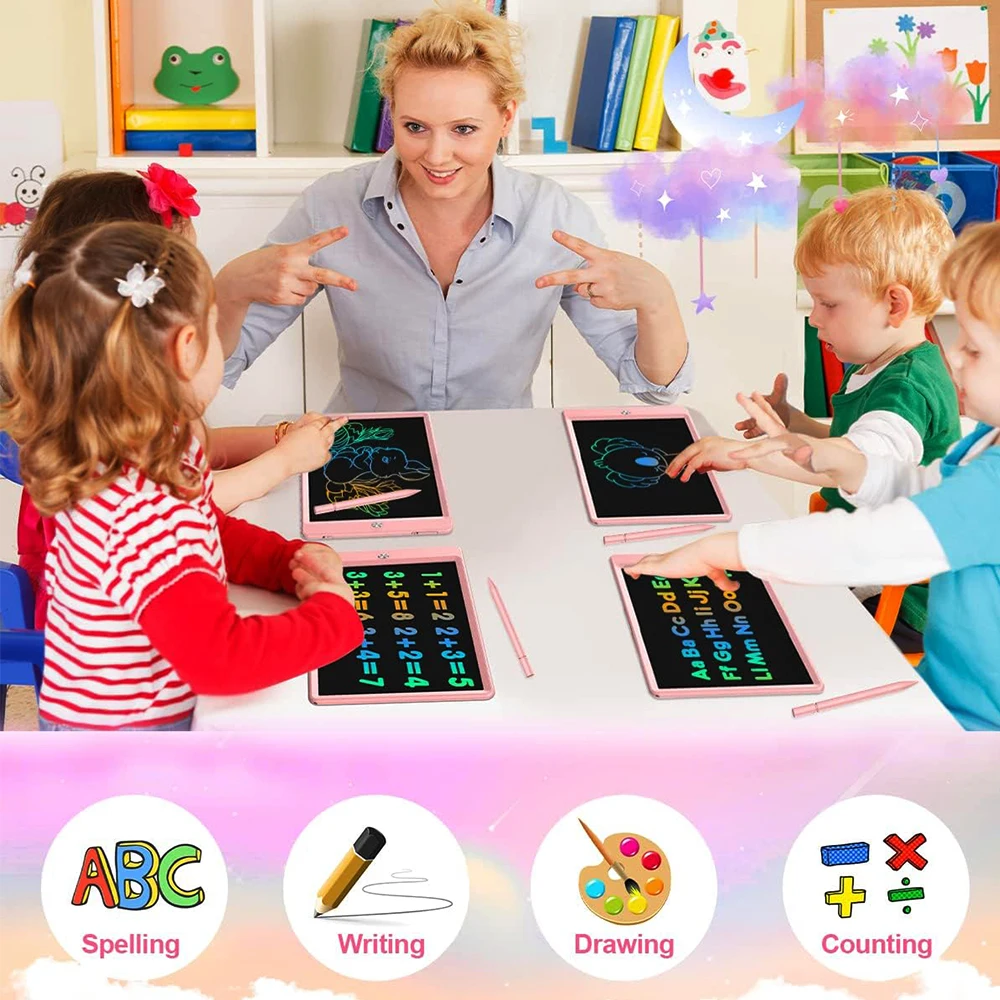 Tablette à dessin LCD 10 pouces, planche d'écriture, jouets éducatifs Montessori pour enfants étudiants, tableau noir magique, cadeau d'halloween/noël